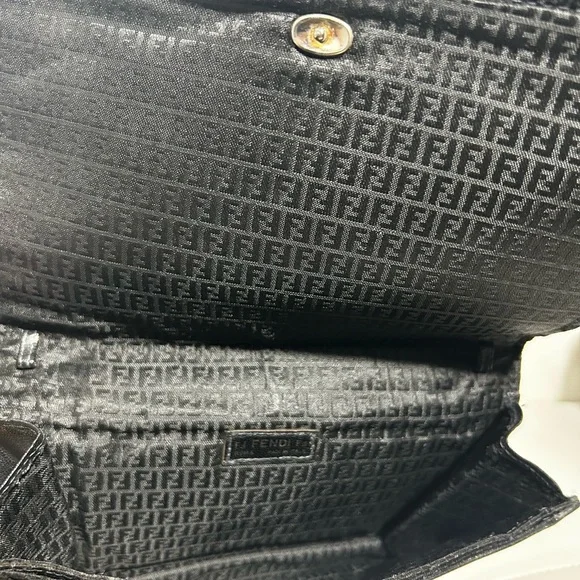 Authentic Rare FENDI Black Leather Woven Clutch Bag - Picture 13 of 17